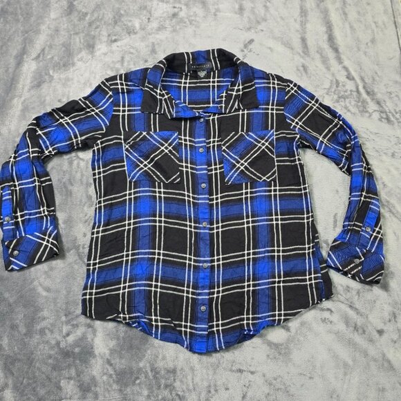 Sanctuary Blue & Black Plaid Button Down Shirt | Women’s Medium - Picture 2 of 13